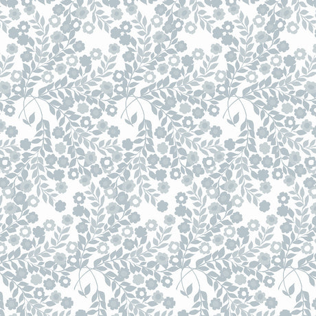 Wallflower Ice Grey - Lola voksduk med blomsterranker i grå nyanser