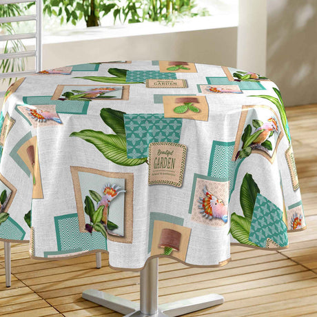 Wallys White – Rund voksduk "vakker hage", Ø 155 cm