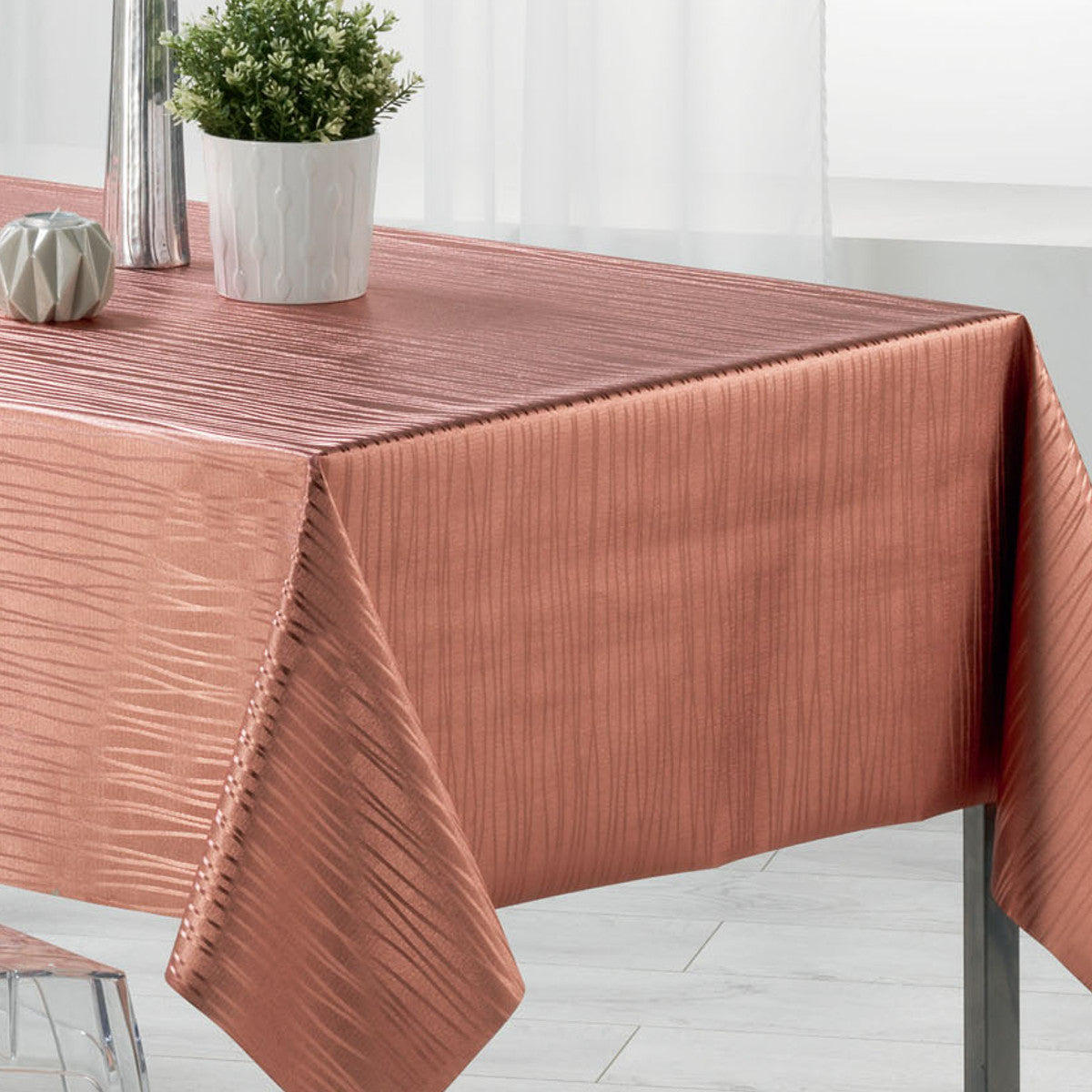 Metallise Wavy pink – voksduk, 140 x 240 cm