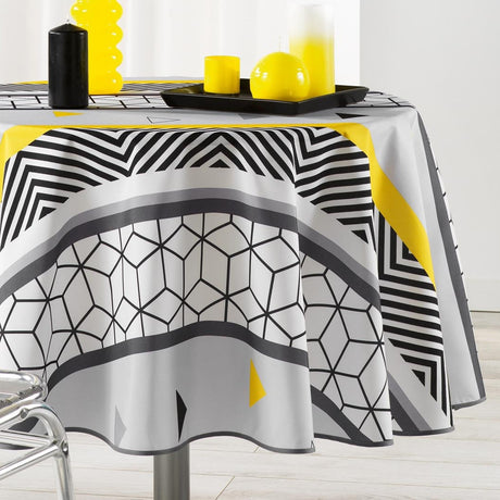 Yellow Mix Ø 180 cm, rund bordduk med flekkavvisende behandling