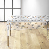 Ylisse – Gjennomsiktig voksduk med ginkgoblader i svart og gull, miljø