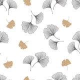 Ylisse – Gjennomsiktig voksduk med ginkgoblader i svart og gull